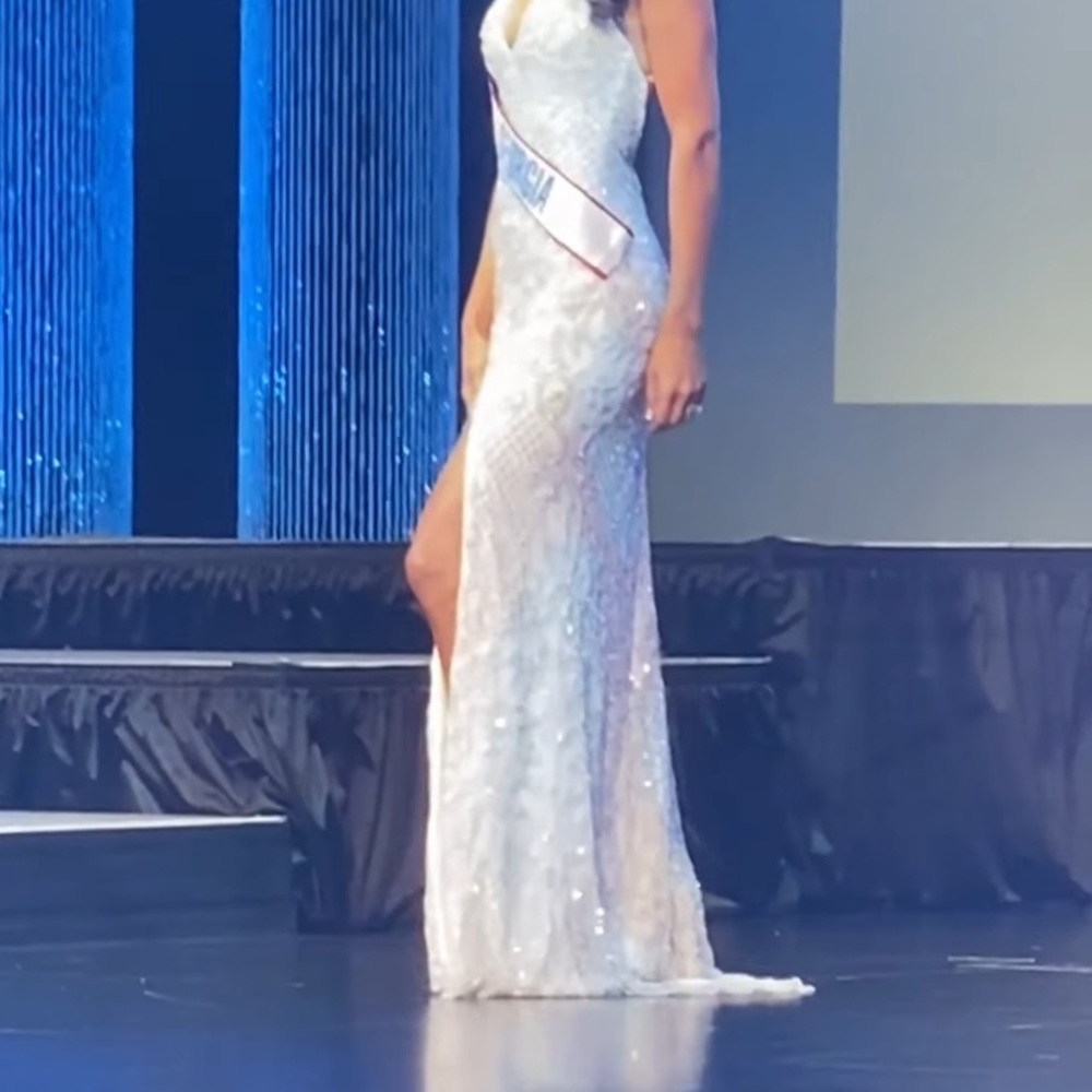 Fully beaded white gown- worn by Mrs Georgia at national pageant!